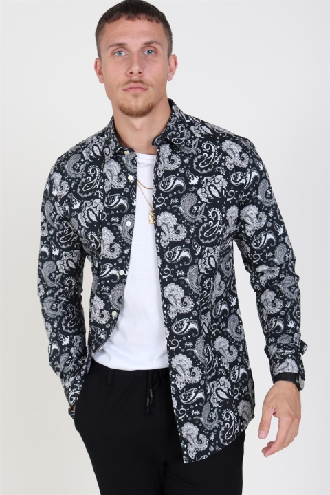 Only & Sons Frederik L/S Paisley Stretch Koszule Black