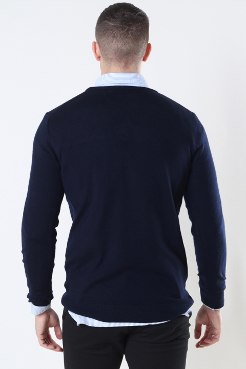Clean Cut Copenhagen Merino Wool Crew Dzianina Navy