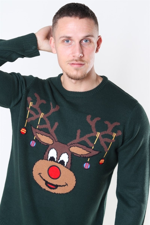 Only & Sons Xmas 7 Funny Front Badge Dzianina Pine Grove