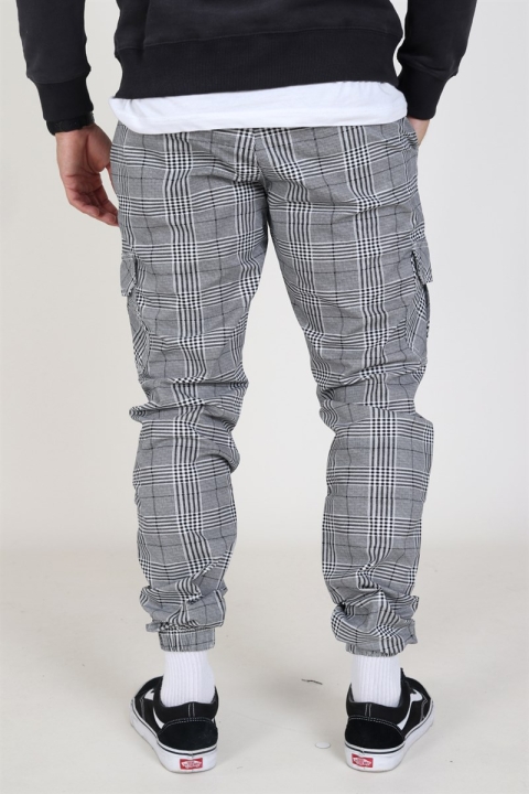 Urban Classics Glencheck Cargo Spodnie White/Black