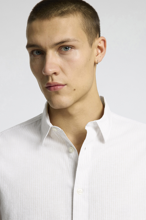 Selected Regular New Linen Shirt SS Pure Cashmere Thin Stripe