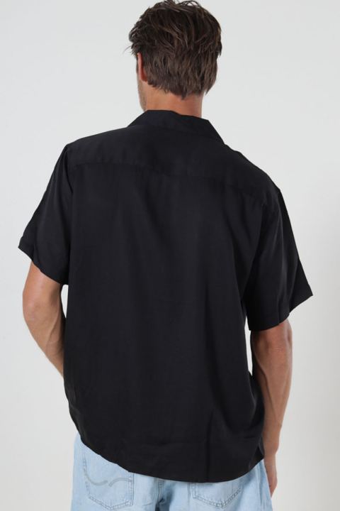 Selected Charlie Satin SS Relaxed Fit Resort Shirt Black