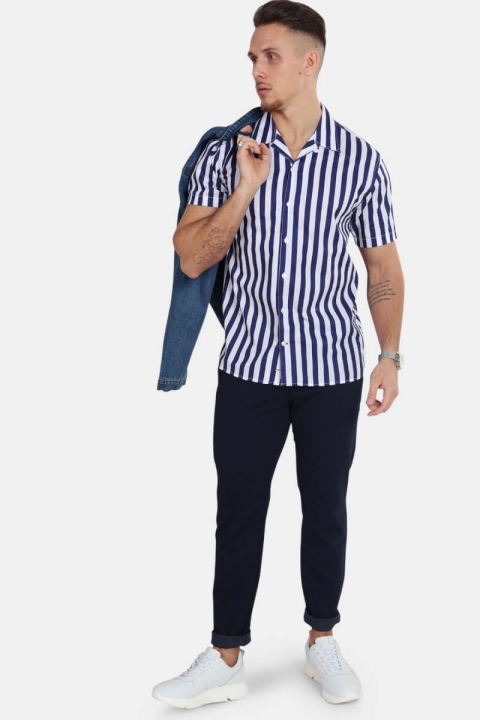 Kronstadt Cuba S/S Gr.78 Koszule White/Dark Blue
