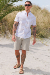 Selected Regular Sun Linen Shirt SS Pure Cashmere Stripe
