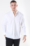 Clean Cut Cotton Linen Mao Koszule White