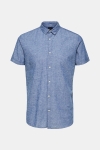 Selected Slim Linen Koszule SS Classic Medium Blue Melange