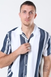Selected Reg Kevin Koszule SS Stripes B Dark Sapphire
