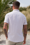 Selected Regular Sun Linen Shirt SS Pure Cashmere Stripe