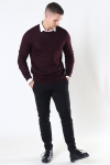 Lindbergh Merino O-Neck Dzianina Dark Bordeaux