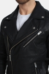 Selected Scott Læder Biker Kurtki Camp Black
