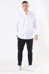 Clean Cut Cotton Linen Mao Koszule White