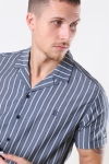 Les Deux Mathieu SS Koszule Charcoal/Petrol Blue