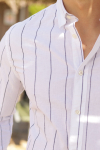 Selected Slim Sun Linen Shirt LS White Wide Stripe