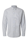 Selected Slim Sun Linen Shirt LS Bright White Thin Stripe