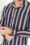 Solid Harris LS Cuba Stripe Koszule Inginia Blue