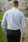 Clean Cut Copenhagen Oxford Stretch Stripe L/S Navy Striped