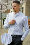 Clean Cut Copenhagen Oxford Stretch Stripe L/S Navy Striped