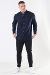 Clean Cut Cotton Linen Mao Koszule Navy