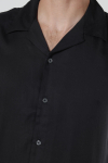 Selected Charlie Satin SS Relaxed Fit Resort Shirt Black