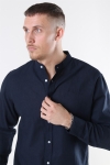 Clean Cut Cotton Linen Mao Koszule Navy