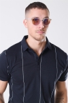 Fashion 1384 okulary słoneczne Matt Transparent Clear Lens w/Blue Mirror