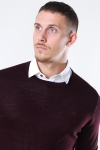 Lindbergh Merino O-Neck Dzianina Dark Bordeaux