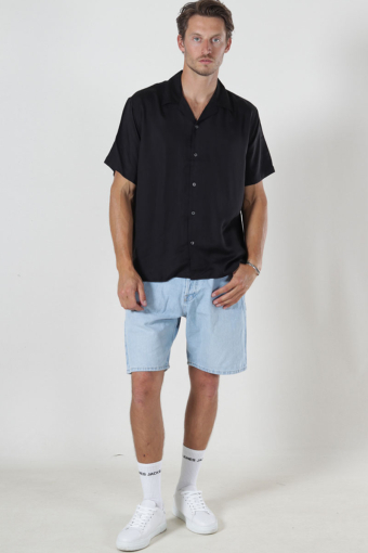 Charlie Satin SS Relaxed Fit Resort Shirt Black