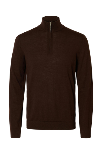 Tray LS Merino Knit Half Zip Demitasse