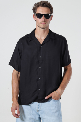 Charlie Satin SS Relaxed Fit Resort Shirt Black