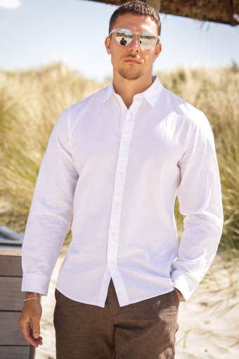 Slim Sun Linen Shirt LS White