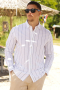 Selected Slim Sun Linen Shirt LS White Wide Stripe